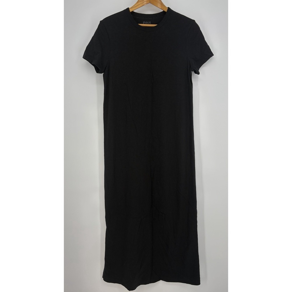 Pact Maxi Organic Cotton Shirt Dress S Black Classic Minimalist Staple Maxi Soft